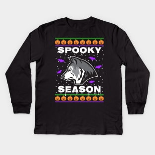 Spooky Season Wolf Kids Long Sleeve T-Shirt